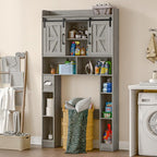 Vabches Farmhouse Storage Cabinet Over Toilet with Sliding Doors，Over The Toilet Storage Cabinet, Home Space-Saving Toilet Rack, for Bathroom, Restroom, Laundry