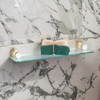 Floating Glass Shelf Kit 20 3/4" W Solid Brass Brackets | Renovator's Supply