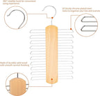 Amazon Basics 20 Bar Wooden Tie Hanger & Belt Rack, Closet Organizer, Natural, 2-Pack