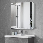 28x28 inch Medicine Cabinet Mirror with Storage, Aluminum Surface Mount or Recessed Medicine Cabinet with Adjustable Shelves for Bathroom Bedroom