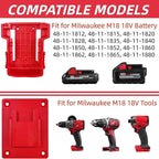 10PC Battery Holder and Tool Holder for Milwaukee M18 18V, Wall Mount Rack Organizer Storage Shelf with Screws