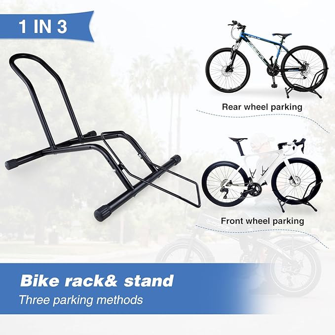 Bike Floor Stand for Mountain MTB & Road Bicycles 23c-4.0 inch Wide Tire 20-29 inch Tire Indoor Outdoor Bike Rack Bicycle Floor Stand Black