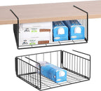 SUFAUY 2-Pack Under Shelf Basket, Under Cabinet Storage Hanging Organizer Holds up to 22lbs, Add Shelves for Storage for Pantry Closet, 11.3“d x 12.3" w, Black