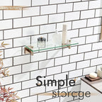 KOKOSIRI Wall Shelves Bathroom Hardware Glass Floating Shelf Small Hanging Rack Storage/Room Decor 16-Inch Champagne Bronze 2 Pack B1105CPG-L16-P2