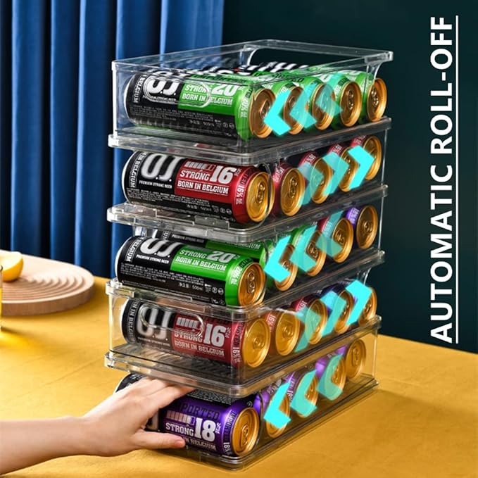 Xicennego 2-Tier Large Stackable Soda Can Organizer for Refrigerator - For Tall Cans of 500ml/17oz - Fridge Can Organizer Dispenser, Beverage Can Holder for Refrigerator, Pantry, Cupboard