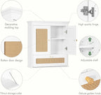 Spirich Bathroom Wall Cabinet Over Toilet, Boho Rattan Medicine Cabinet with Adjustable Shelf, Space-Saving Wall Mount Storage