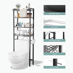 Over-The-Toilet Storage Shelf, 4-Tier Bathroom Organizer Shelf, Freestanding Space Saver Shelves Over Toilet with Adjustable Shelf for Bathroom, Black