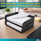 1InTheOffice Stackable Paper Tray Organizer, Plastic Letter Tray, Office Desk Tray, Black (4Pack)