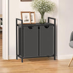 Laundry Hamper, Laundry Sorter with 2 Pull-Out Removable Oxford Fabric Bags Cloth Laundry Basket 2 x 10 Gallons (Grey and Charcoal Black)