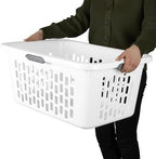 Sterilite Laundry Basket, Plastic Clothes Hamper, Large Rectangle Bin with Comfort Grip Handles and Reinforced Rim, 2 Bushel Capacity, White, 24 Pack