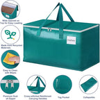 StorageRight Moving Bags-Heavy Duty Moving Boxes, Storage Totes with Zipper, Reinforced Handles and Tag Pocket-Collapsible Moving Supplies for moving, Storage and Travel 93L(Green-4 Pack)