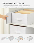 SONGMICS Set of 2 Large Size Wardrobe Clothes Organizers, 6-Compartment Foldable Drawer Organizers with Handles, 16.5 x 11.8 x 6.7 Inches, for Pants, Sweaters, Jeans, Cloud White URUS009W02