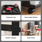 IRIS USA Plastic Drawer Storage Organizer Rolling Cart, 2-Pack, with Wheels Casters, 7-Drawers, for Classroom Art Craft Supplies Dresser Closet Bathroom Laundry Room, White