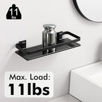 KES Black Glass Shelf for Bathroom, Glass Wall Shelf Extra Thick Tempered Glass shelfs Rectangular 2 Pack, Wall Mounted, BGS4126A-BK-P2