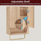 Bathroom Wall Cabinet, Wall Mounted Medicine Cabinets with Towel Bar & Adjustable Shelf, Over The Toilet Space Saver Storage Cabinet with 2 Doors, for Bathroom Laundry Room Kitchen, Natural