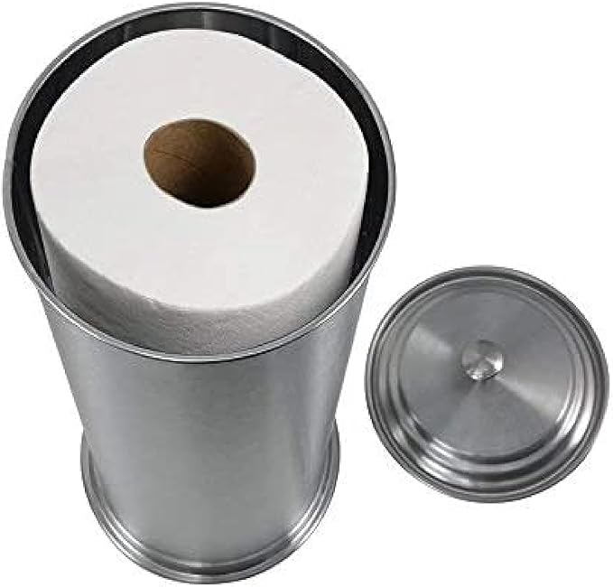LDR Industries 164 6456BN Ashton Free Standing Regular Size Roll Toilet Paper Holder Canister, Brushed Nickel
