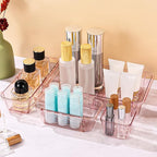 20 Pcs Clear Drawer Organizer, Adjustable Drawer Storage Box, 3-Size Desk Drawer Organizer, Acrylic Storage Bins for Makeup, Kitchen Utensils, Bedroom Dressers Tool Organizer for Gadgets, Pink
