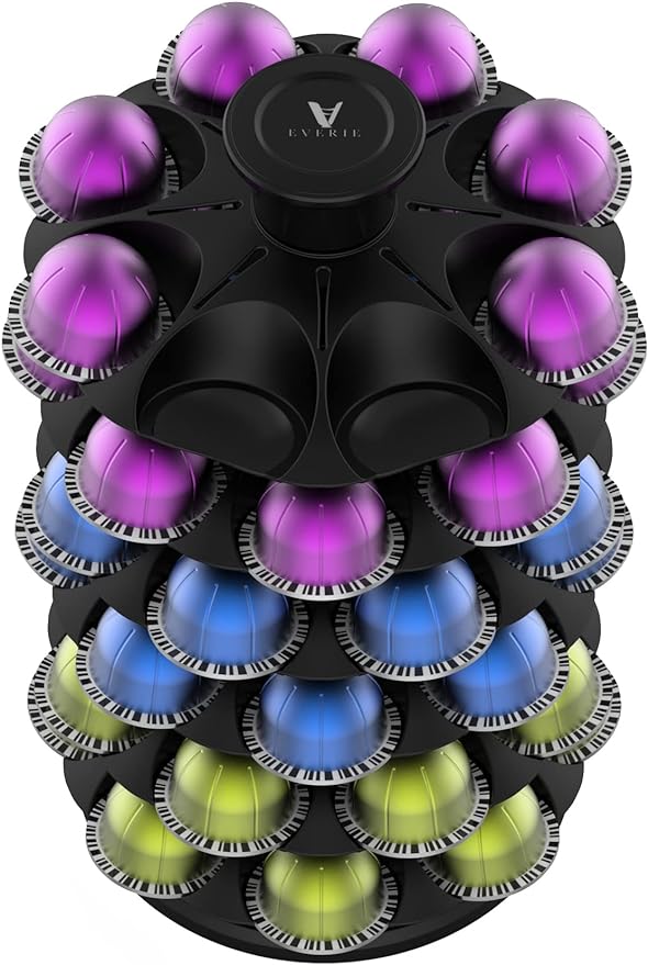 EVERIE Coffee Pod Organizer Holder Carousel Compatible with Nespresso Vertuoline Capsules, Holds 48 Pods, NRS02
