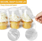 LotFancy (6 Count x 10 Sets) Cupcake Containers, Clear Plastic Cupcake Boxes, Disposable Cupcake Carriers with Detachable Tall Dome Lid, BPA Free, Standard Size