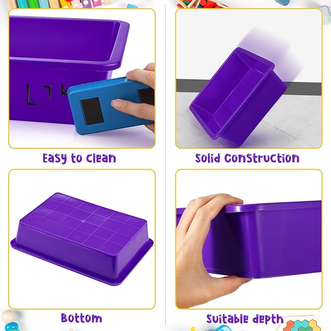 Hoteam 10 Pcs Flat Storage Organizer Tray Bin Letter Size Paper Tray for Classroom Plastic Stackable File Organizer for School Office Teacher Book Organization（ Purple, 13.78 x 9.84 x 3.15 Inch）