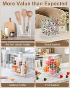 FantasyLife K Cup Holder Organizer, 5.3" x 5.3" x 6.3" Coffee Pod Storage Basket, Coffee Bar Accessories Metal Basket, Large Capacity Countertop Organizer for Kitchen Counter & Office Desktop (White)