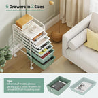 Giantex 6 Storage Drawer Cart Rolling Organizer Cart for Tools Scrapbook Paper Home Office School Multipurpose Mobile Utility Cart, Green Gradient