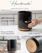 getstar Extra Large Rotating Utensil Holder for Kitchen Counter, 7.9" Ceramic Utensils Crocks Set for Countertop Large & Small Utensil Organizer for Spatula Farmhouse Kitchen Decor