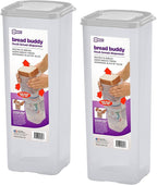 Buddeez Bread Buddy Airtight Bread Storage Container- Slice by Slice Dispensing Design - Perfect Pantry Organizer - White Lid Pack of 2