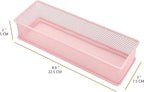 Annova Mesh Stackable Drawer Cabinet and Shelf Organizer Bins Storage Basket School Office Supply Holder Tray- Set of 2 (Light Pink, 3x9x2 Inch)
