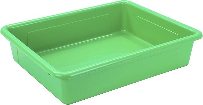 Storex Letter Size Flat Storage Tray – Organizer Bin for Classroom, Office and Home, Green, 5-Pack (62520A05C)