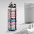Bathroom Towel Storage Rack, Wall Mounted Bathroom Towel Rack, 30 inch Heavy Duty 6 Large Towels, Wall Mounted Towel Rack for Rolled Towels, Black