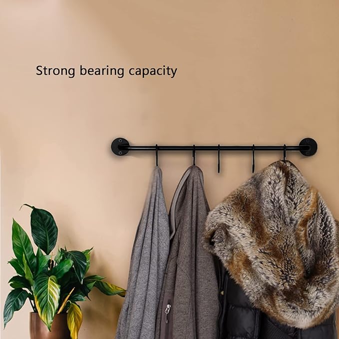 Coffee Mug Holder Wall Mounted,1PC Coffee Cup Holder Coffee Mug Rack for Wall Black Metal Rod with 5 Removable Hooks,Organize Cooking Utensils or Mugs for Kitchen Restaurant Bar (1)