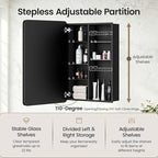 20x30 Inch Medicine Cabinet, Matte Black Aluminum Bathroom Mirror Cabinet with Storage, 6 Adjustable Glass Shelves, Rust Proof, Recessed or Surface Mount Wall Cabinet, Soft Close Hinges