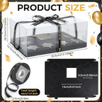 8 Pack 1+8 Bento Cake Boxes with Cupcakes Combo Bento Boxes with Clear Lid Fit Ribbon 8 Cupcakes and 1 Mini Cake for Wedding Birthday Party Treats Muffins Bakery Supplies (Black)