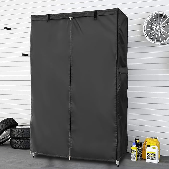 Wire Rack Covers,Heavy Duty 600D Dustproof Waterproof Storage Rack Covers for Metal Shelves,Storage Shelf Cover with Zipper for Wire Shlef,48''W x 20''D x 71''H,Black with Clear Front