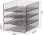 4-Tier Acrylic Paper Tray Organizer | Clear Stackable Desk Organizer for Documents, Letters, A4 Paper | Modern Office/Classroom/Home Organization,Brown