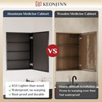 Keonjinn Medicine Cabinet Mirror 30" x 26", Assembly Needed, Black Bathroom Mirror with Storage, Beveled Aluminum Frame, Stepless Adjustable Shelves, Surface Mount or in Wall