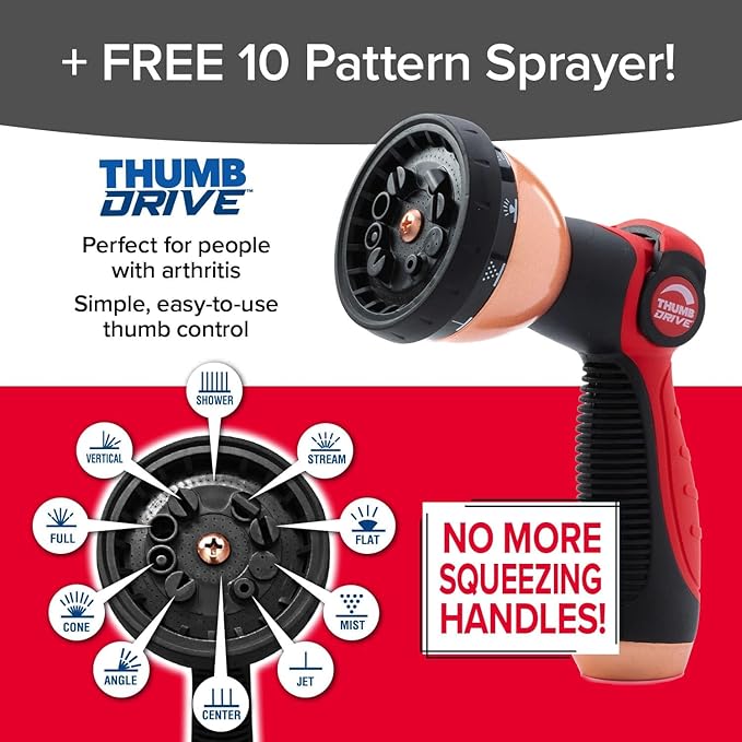 Pocket Hose 25 FT Copper Head Expandable Garden Hose with Pocket Pivot, No Tangles, AS SEEN ON TV, 360° Swivel, Tri-Tex Tubing, Force Field Jacket, Lead-Free, No-Kink, Anti-Burst w/APT