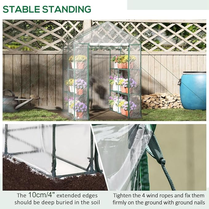 Portable Walk-in Greenhouse with Shelves, Outdoor Plant Protection Cover for Seedlings, Fruits, Flowers, and Vegetables