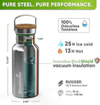 Blockhütte Vacuum Insulated Stainless Steel Water Bottle - 34 oz | Wide Mouth Insulated Metal Bottle for Cold Drinks | Perfect for Travel, School, Kids, Adults, Water Canteen, BPA-Free