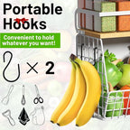Magnetic Shelf for Fridge with Wood Lid, Fruit Potato and Onion Storage Bins, Pantry Organizers & Storage, Large Container Magnetic Spice Rack for Refrigerator, Kitchen Counter (White, 2)