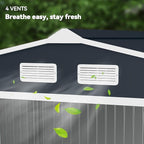 Outsunny 9' x 6' Outdoor Storage Shed, Garden Tool Metal Shed with Foundation Kit, Double Lockable Door, Air Vents and Sloping Roof, for Backyard, Patio, Lawn, Dark Gray