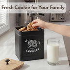 PERFNIQUE Cookie Jar with Lid Airtight, Cookie Tin with Bamboo Lid, Cute Cookie Jars for Kitchen Counter Decorative, 1 Gallon Food Storage Container for Candy, Cookies, Dessert, Farmhouse Home Decor
