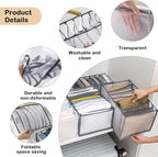 Generic Wardrobe Clothes Organizer, 7 Grids Washable Foldable Mesh Separation Box, Drawer Organizer