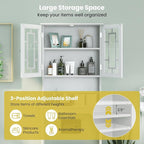 Giantex Over The Toilet Storage Cabinet, Above Toilet Bathroom Organizer with Tempered Glass Doors & Adjustable Shelf, Freestanding Space Saver Rack for Restroom, Laundry