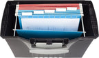 Storex Legal File Box with Organizer Lid – Plastic Office File Storage Box for Letter and Legal Hanging Folders, Obsidian, 1-Count (61510A01C)