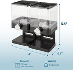 Honey-Can-Do Zevro Compact Dry Food Dispenser, Dual Control, Black/Chrome (Pack of 4)