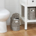 Toilet Paper Storage with Double Lid, Toilet Paper Basket for Storage, Waterproof & Freestanding Tissue Holder for Bathroom, 4 Rolls, Grey