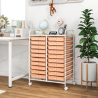 GOFLAME 20-Drawer Rolling Storage Cart, Multifunctional Art Craft Organizer Cart, Mobile Utility Storage Cart with Removable Drawers & Lockable Wheels, Craft Cart for Home Office, Peach Fuzz