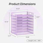 7 Tier Paper Organizer - Mesh Desktop File Holder with Handles for Office School Desk, Black (Purple)